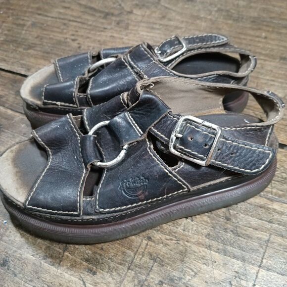 Doc Martens Mens 8 Sandals Fisherman Vintage Shoes England Buckle Leather *READ main image 10